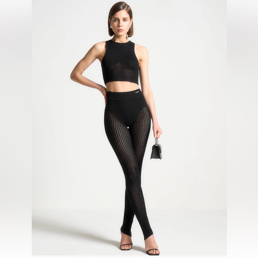Manière De Voir Knitted High Waisted Leggings - Black small